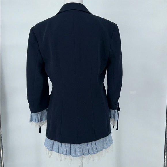 Cinq A Sept Women’s Roxie Contrast Trim Blazer In Navy Blue Size 6 - Picture 10 of 16